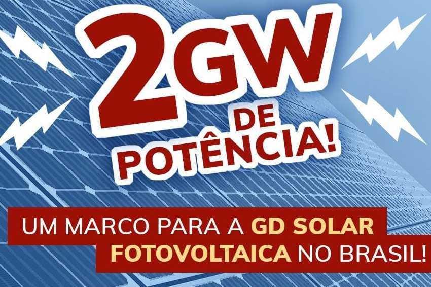 Brasil alcança 2 GW em energia solar distribuída