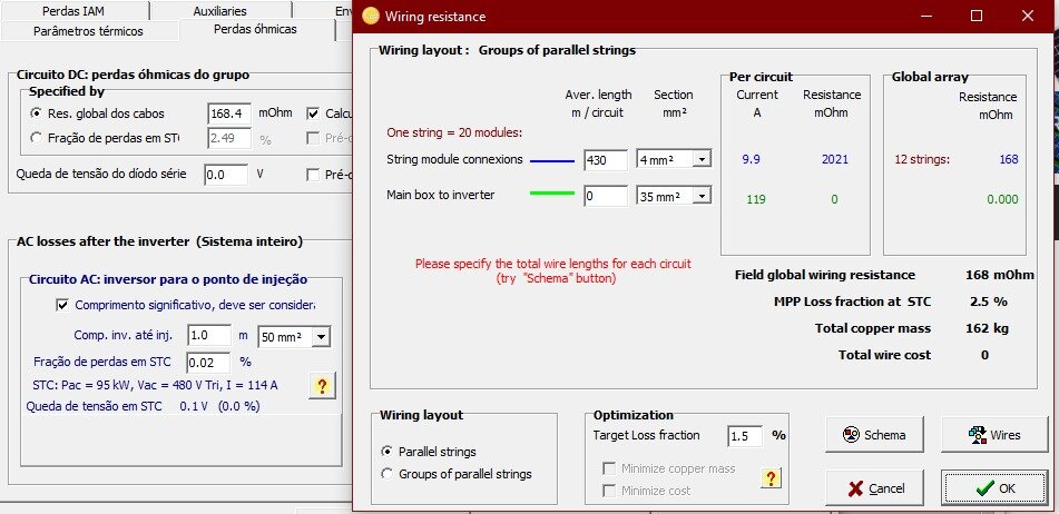 Figura 5: Características do sistema 2 introduzidas no PVSyst