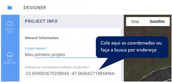 Figura 5: Campo de inserção de coordenadas ou de busca por endereço. Imagem: Reprodução