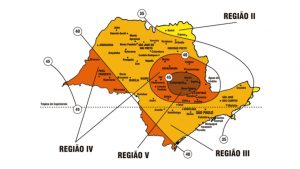 Isopletas e regiões de ventos presentes no território do Estado  de São Paulo