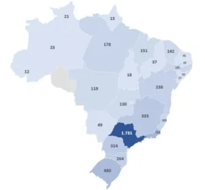 Mapa de migração de consumidores para o Mercado Livre de Energia no primeiro trimestre de 2024.