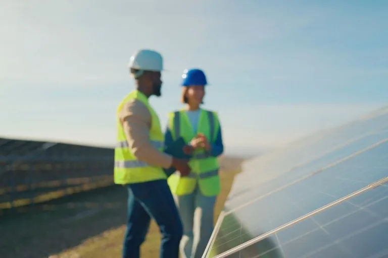 Dois integradores solares, responsáveis por cuidar do processo que envolve o fornecimento e a instalação de sistemas fotovoltaicos.