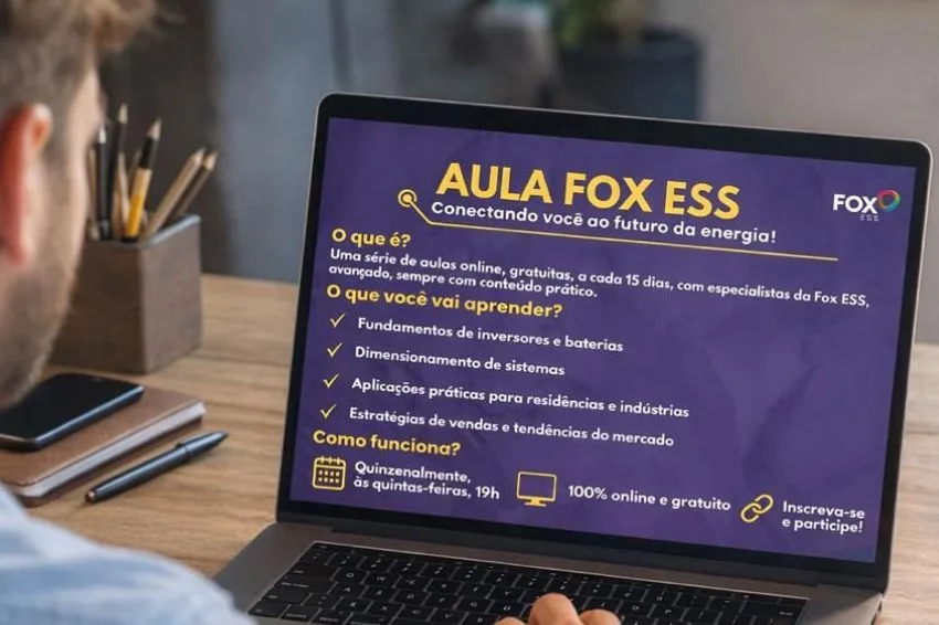 Fox ESS oferece aulas online gratuitas para capacitar profissionais de energia solar