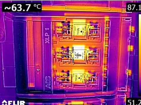 Termografia nos disjuntores e componentes dos quadros elétricos