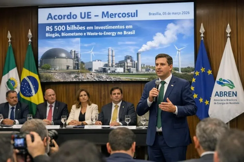 Acordo de livre comércio entre UE e Mercosul pode atrair investimentos de até R$ 500 bilhões em biogás, biometano e WtE no Brasil, aponta ABREN