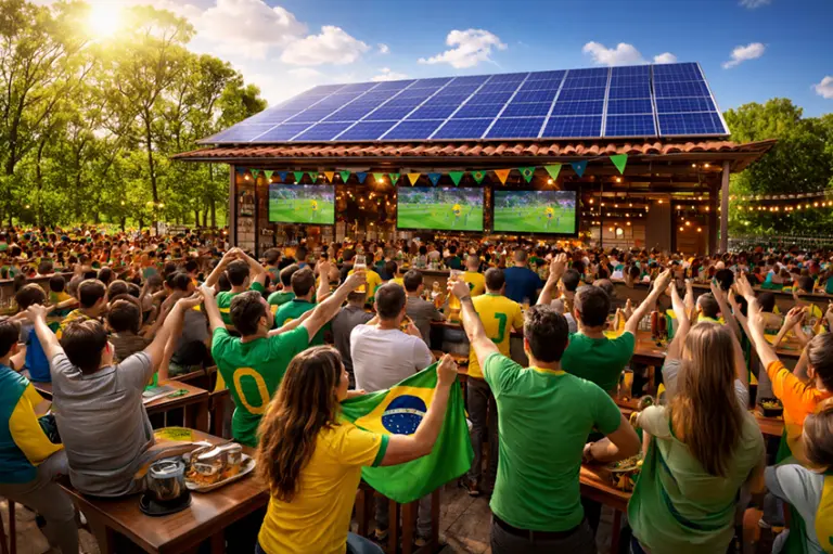 Estudo recomenda que bares e restaurantes apostem em energia solar na Copa do Mundo Fonte: https://canalsolar.com.br/estudo-bares-restaurantes-energia-solar-copa/